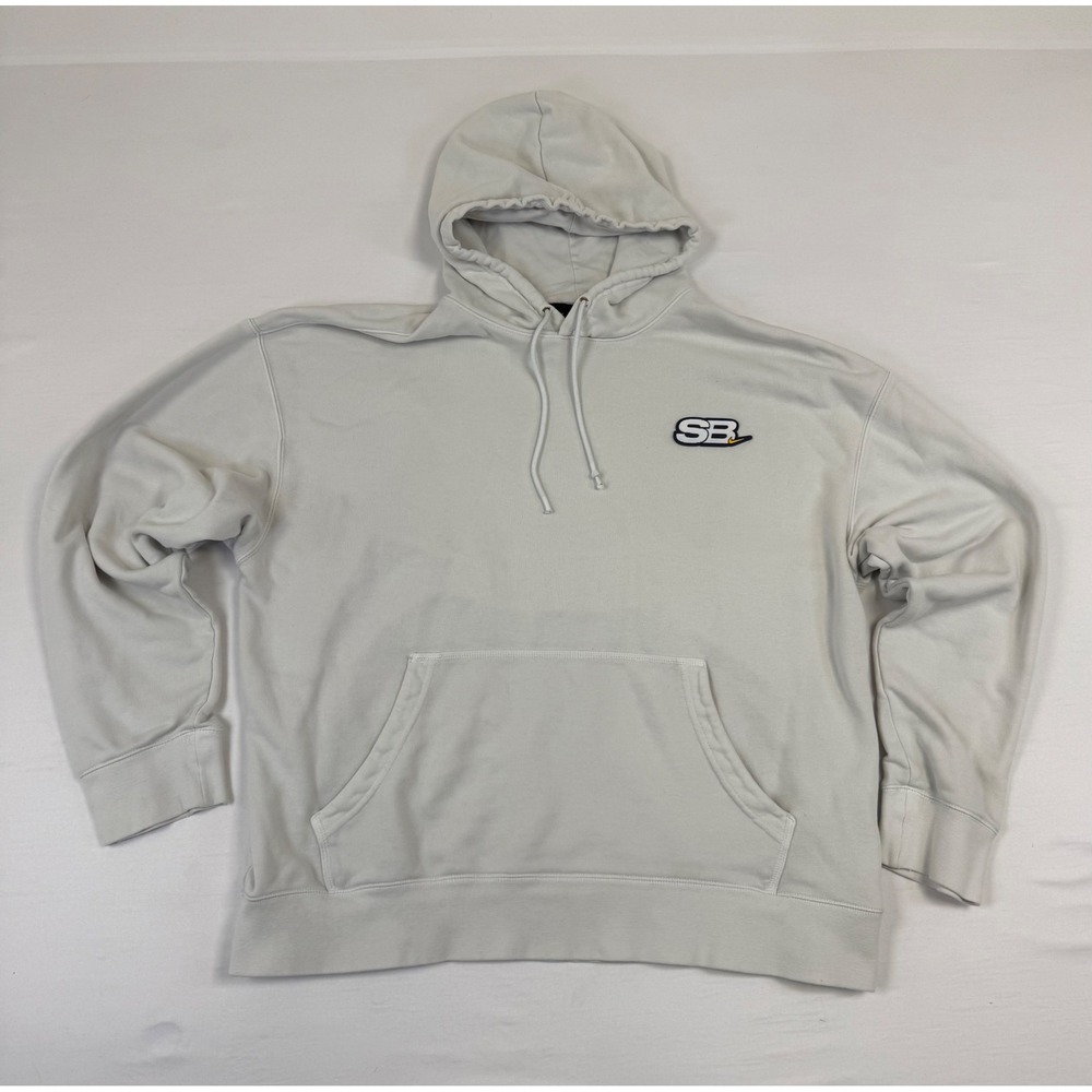 Nike SB‎ Mens Pullover Hoodie XL Off White Grey SB Logo Patch Skateboarding